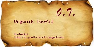 Orgonik Teofil névjegykártya